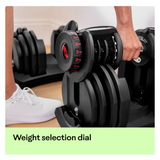 BowFlex SelectTech 1090i Adjustable Dumbbell (Single) Close up of Weight Adjustable Dial 