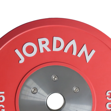 JORDAN Calibrated Red Rubber Competition Plate Brand name Close Up 