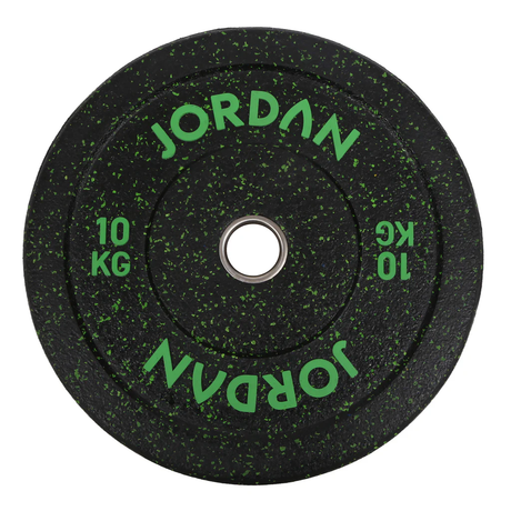 JORDAN HG Black Rubber Bumper Plate - 10kg  Green Coloured Fleck