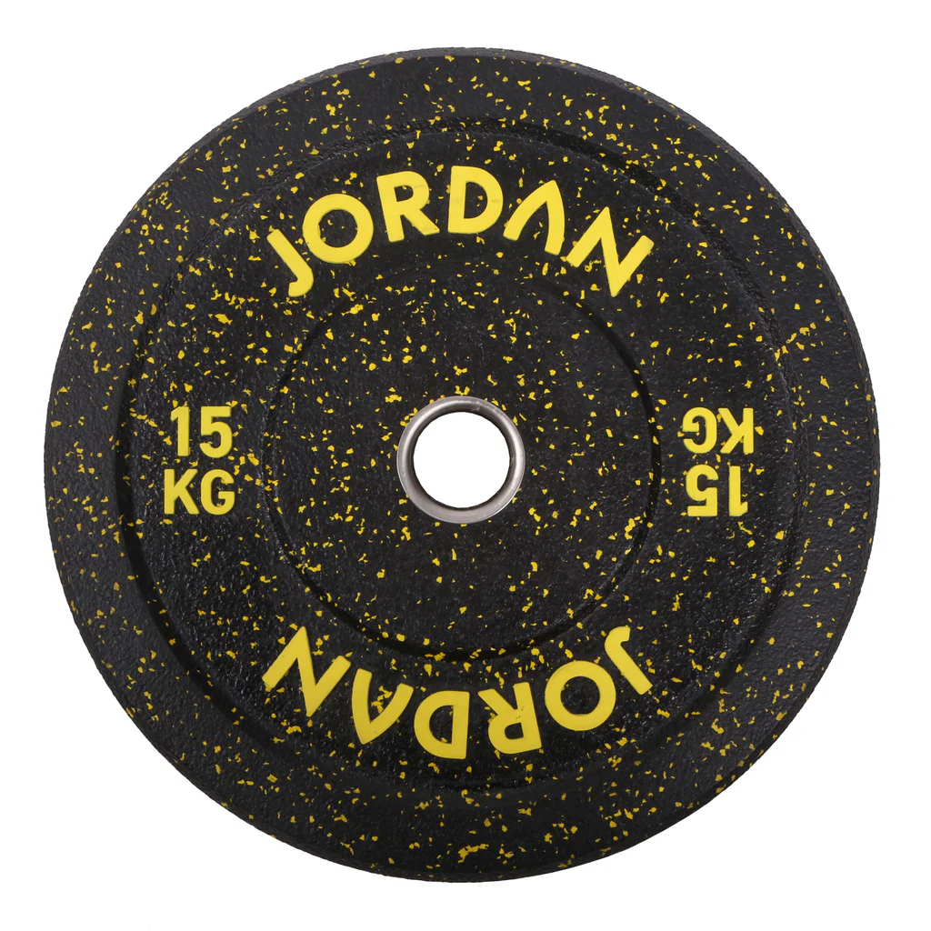 JORDAN HG Black Rubber Bumper Plate - 15kg  Yellow Coloured Fleck