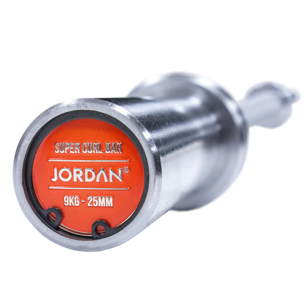 JORDAN® Steel Series Super Curl Bar with bearings Close up of Bar End