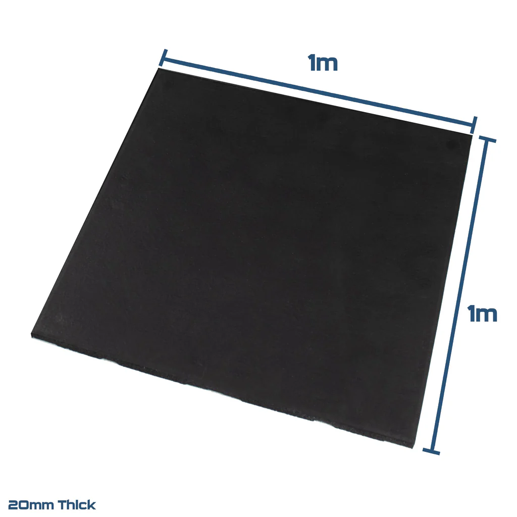 Rival Black Premium Interlocking Rubber Gym Floor Tiles Sizing chart
