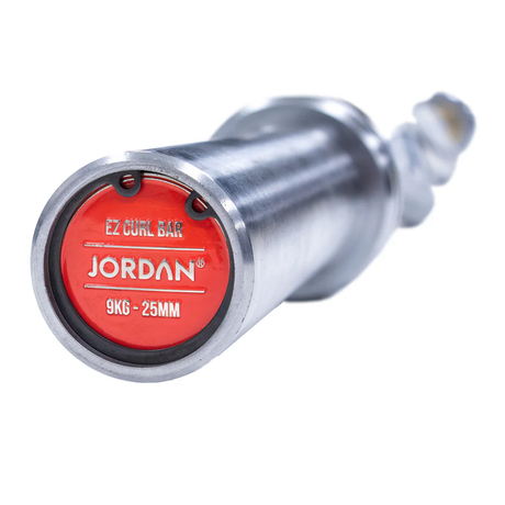 JORDAN® Steel Series EZ Curl Bar with bearings Close up of bar end 