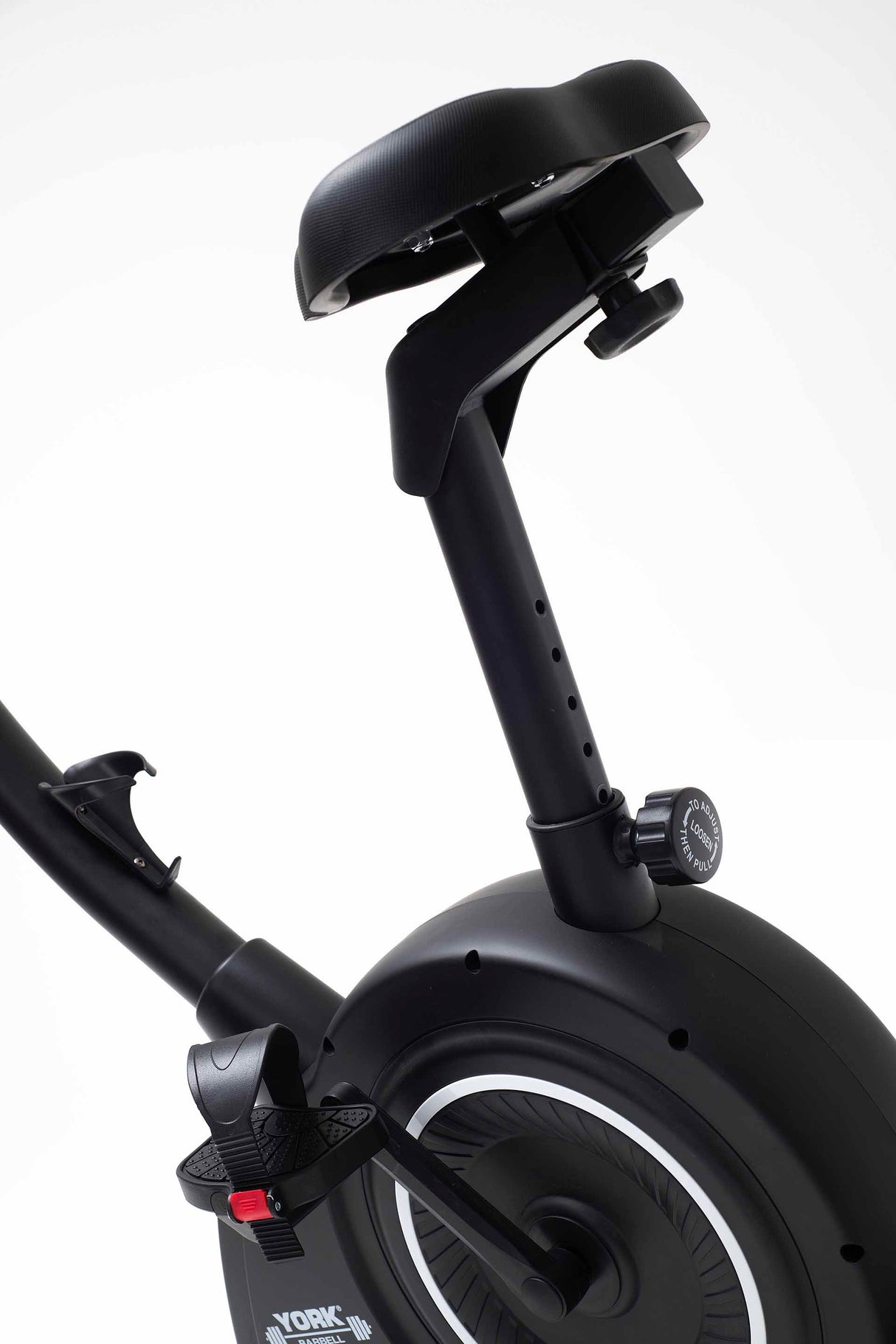 
York Barbell HB7 Exercise Bike Close up of seat 