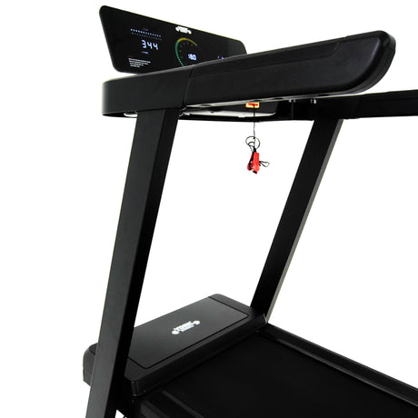 York Barbell HT5 Folding Treadmill Safety strap and handle close up