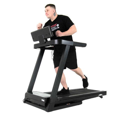 York Barbell HT5 Folding Treadmill In action man 