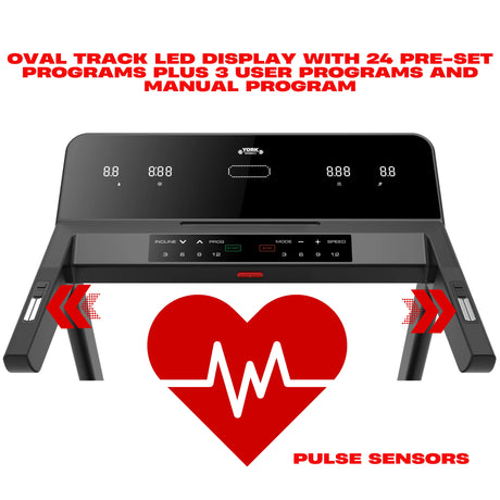 York Barbell HT9 Folding Treadmill Heart Rate Sensors