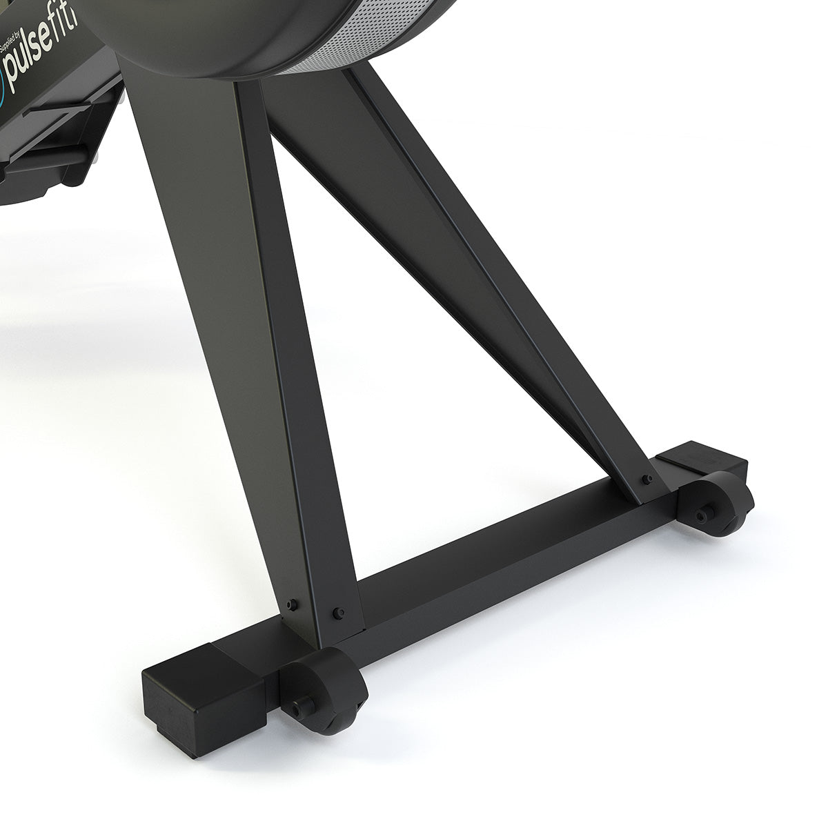 Pulse Fitness Indoor Rower Rubber Wheel Feet Close up 