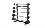 Jordan 5 Straight Bar Barbell Rack Front angle with Barbells on display