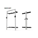 JORDAN® Folding Multi-Use Gym Rack Displayed open and Folded 