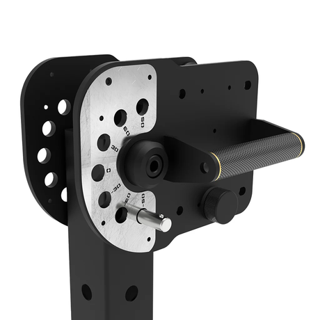 JORDAN® J75 Jammer Arm front close up of pin loaded hinge with 6 different angles