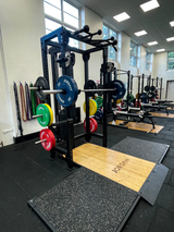 JORDAN® J75 Weight Lifting Platform - 60mm in a gym paired with J75 T Rack 