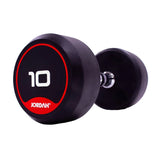 JORDAN® Rubber Dumbbells (Red), 10kg close up