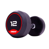 JORDAN® Rubber Dumbbells (Red), 12kg close up