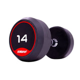 JORDAN® Rubber Dumbbells (Red), 14kg close up