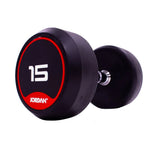 JORDAN® Rubber Dumbbells (Red), 15kg close up