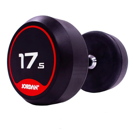 JORDAN® Rubber Dumbbells (Red), 17.5kg close up