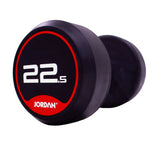 JORDAN® Rubber Dumbbells (Red), 22.5kg close up