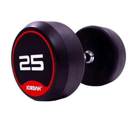 JORDAN® Rubber Dumbbells (Red), 25kg close up