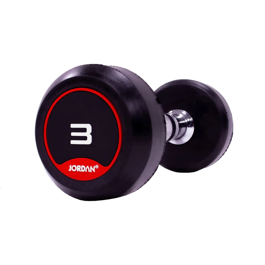 JORDAN® Rubber Dumbbells (Red), 3kg close up