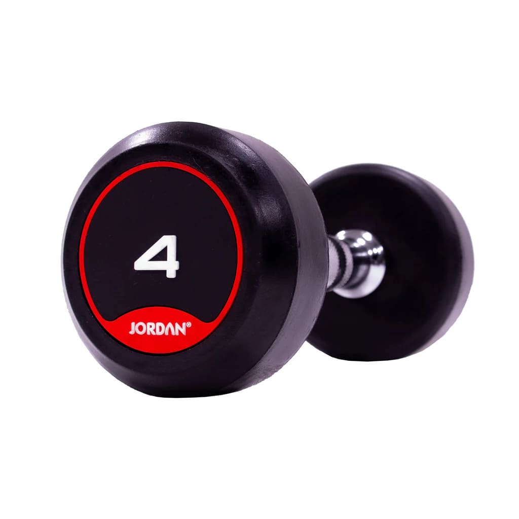 JORDAN® Rubber Dumbbells (Red), 4kg close up