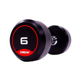 JORDAN® Rubber Dumbbells (Red), 6kg close up