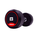 JORDAN® Rubber Dumbbells (Red), 8kg close up