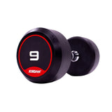 JORDAN® Rubber Dumbbells (Red), 9kg close up