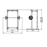 JORDAN® Ultimate Strength Half Rack (Free-standing), 2d dimensions diagram.