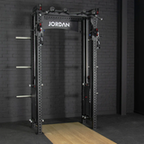 JORDAN® J75 Cable Rack Gym setting Grey brick background, Jordan olympic flooring