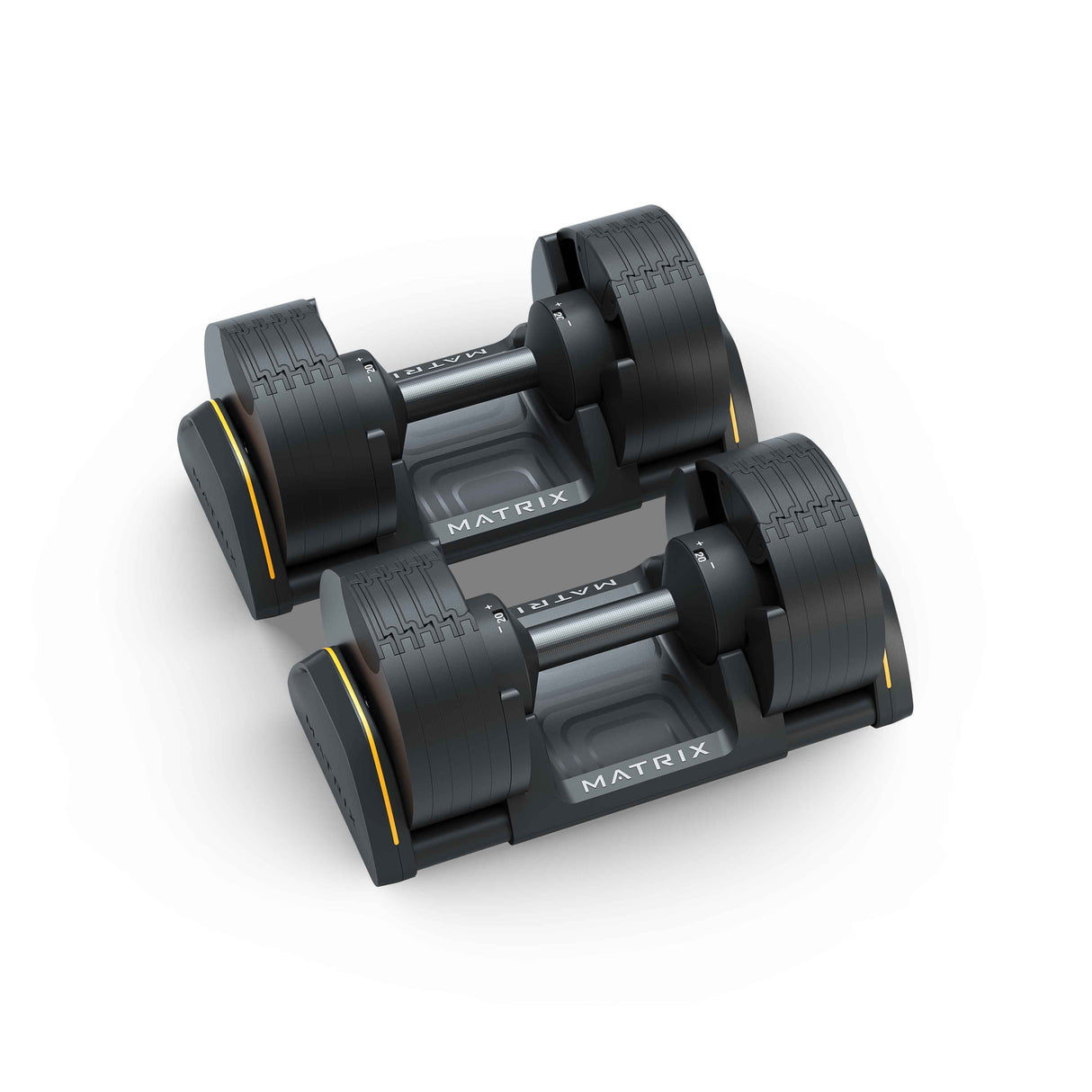 Matrix Adjustable Dumbbell 2kg - 20kg Pair in Holders Birdseye View