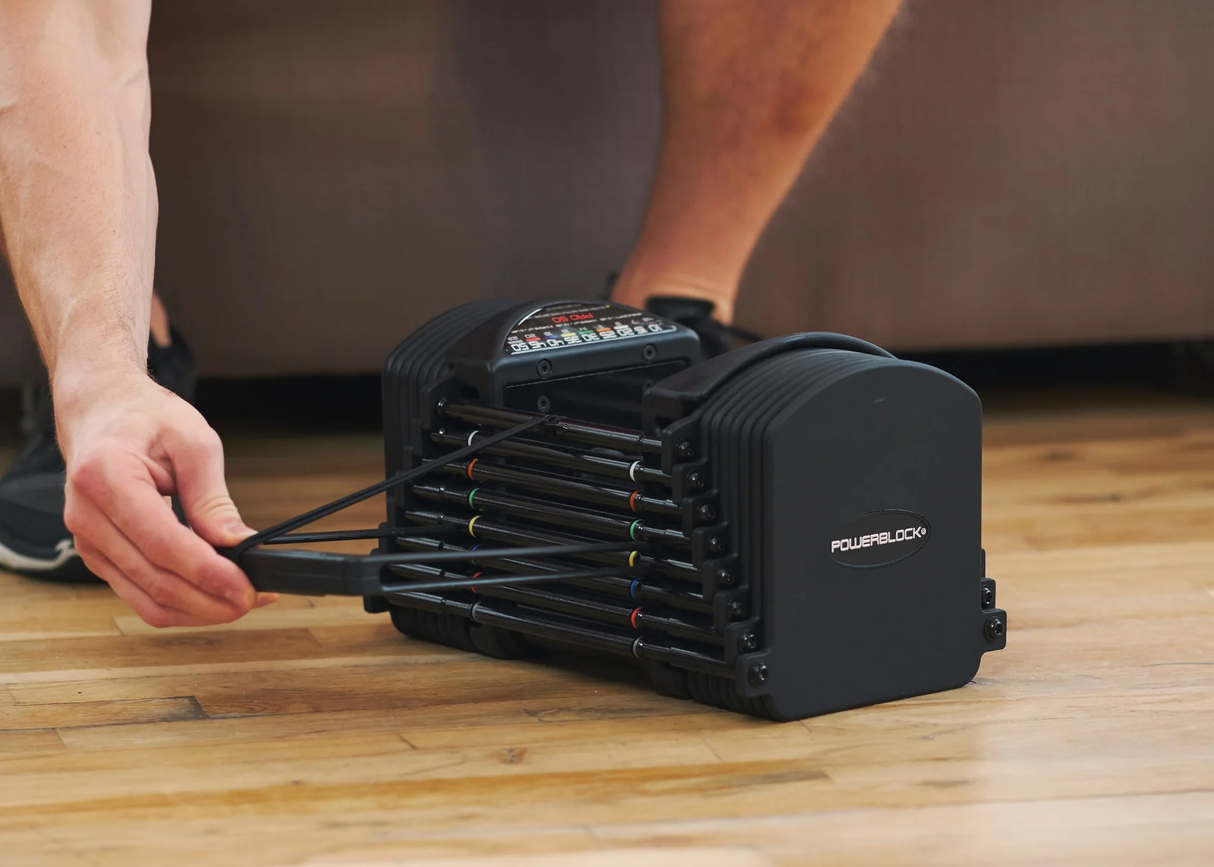 PowerBlock Pro 50 In Use on Floor Weight Pin