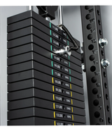 Rival S-2 Series Half Power Rack With Dual Adjustable Pulley Pin Loaded Weight Stack close up