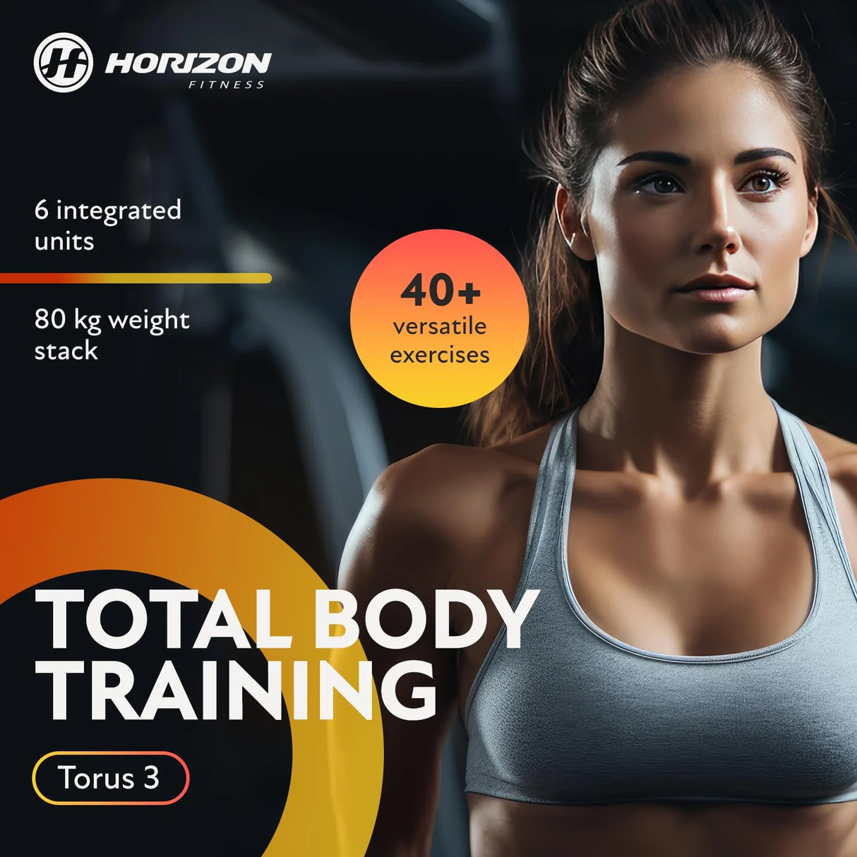 Horizon Torus 3 Home Multi Gym Ad 6 integrated Units - 80kg Weight Stacks