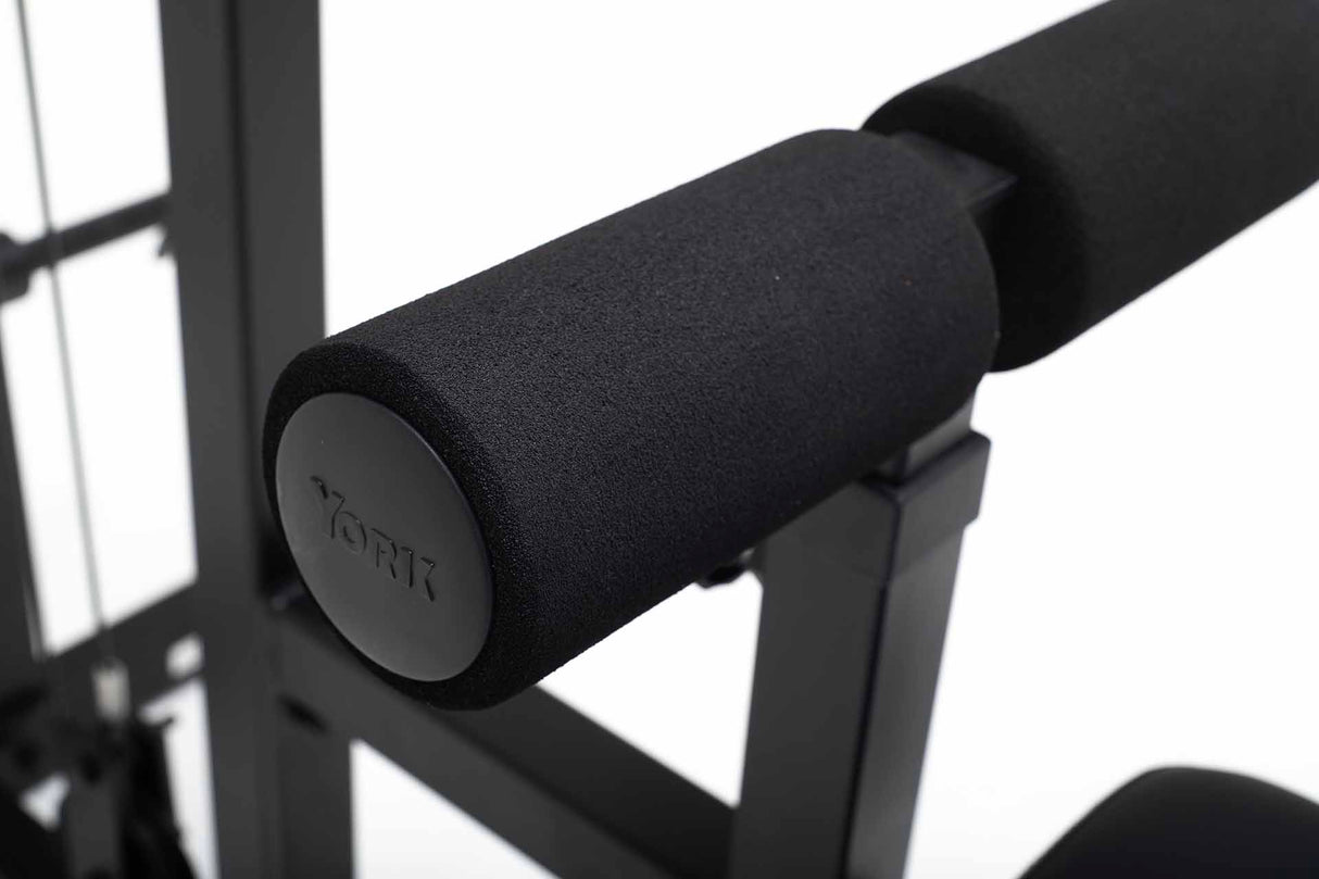 York Barbell C19LR Cable Lat Pulldown and Low Row Knee padding close up