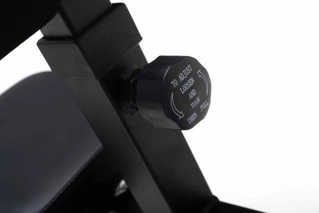 York Barbell C19LR Cable Lat Pulldown and Low Row Seat adjuster close up 
