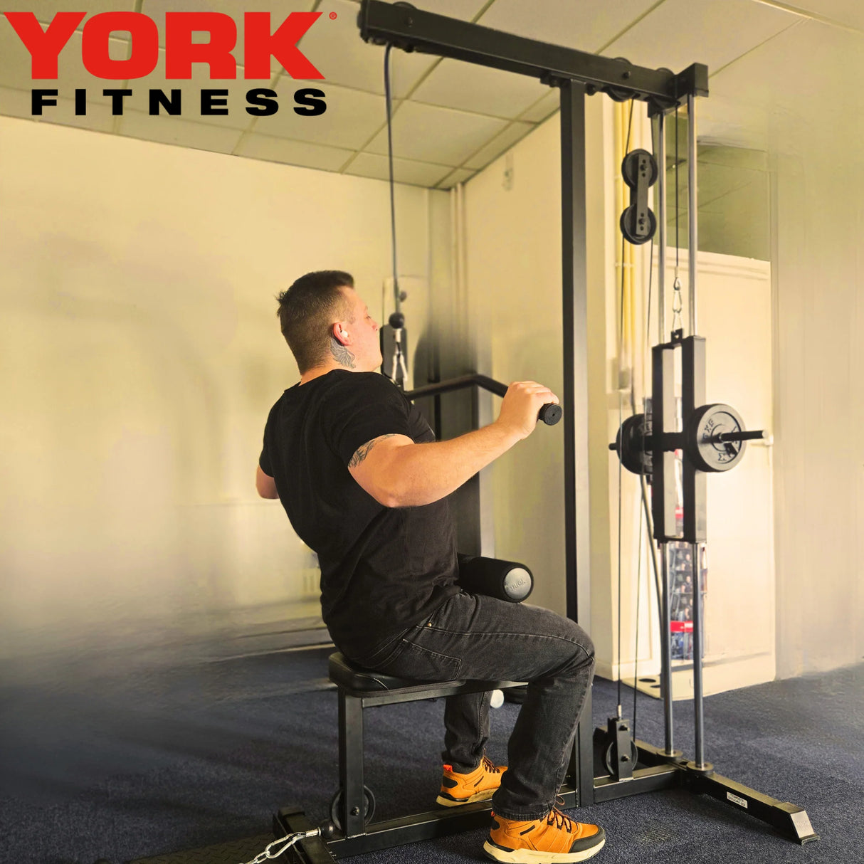 York Barbell C19LR Cable Lat Pulldown and Low Row Lat pull down in action
