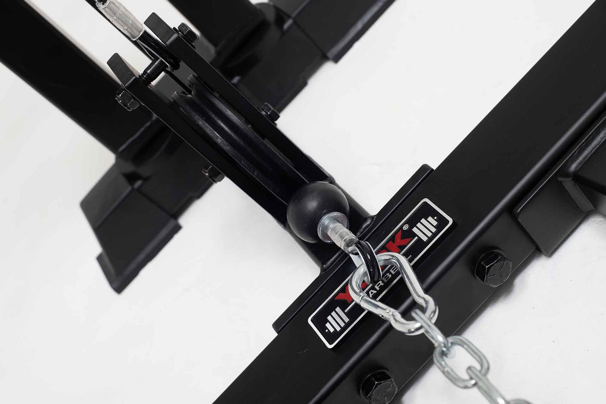 York Barbell C19P Olympic Power Cage close up of Caribbena and pulley