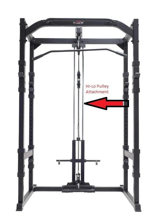 York Barbell C19P Olympic Power Cage With hi low pulley at rear