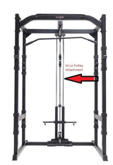 York Barbell C19P Olympic Power Cage With hi low pulley at rear