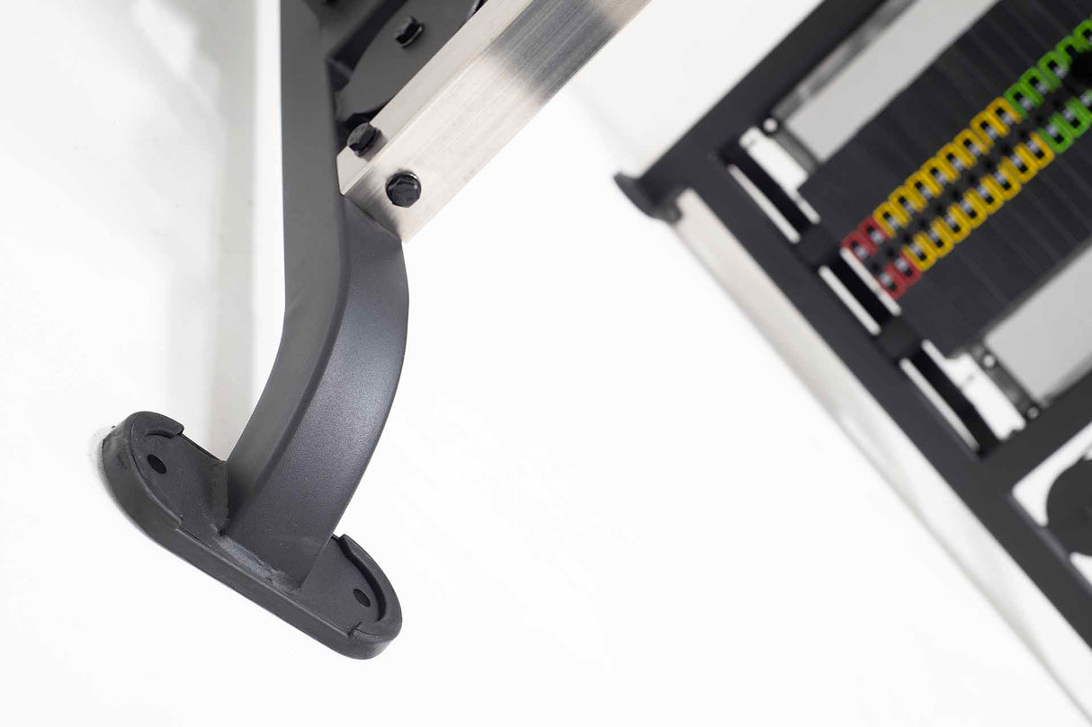 York Barbell C32FT Functional Trainer inc. 2 x 90kg feet front close up 