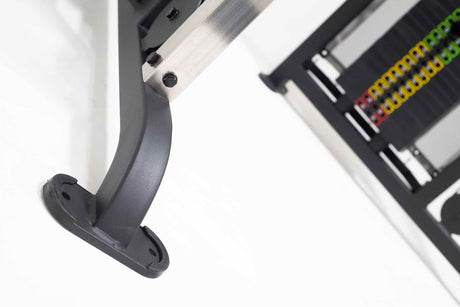 York Barbell C32FT Functional Trainer inc. 2 x 90kg feet front close up 