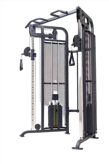 York Barbell C32FT Functional Trainer inc. 2 x 90kg front right angle view