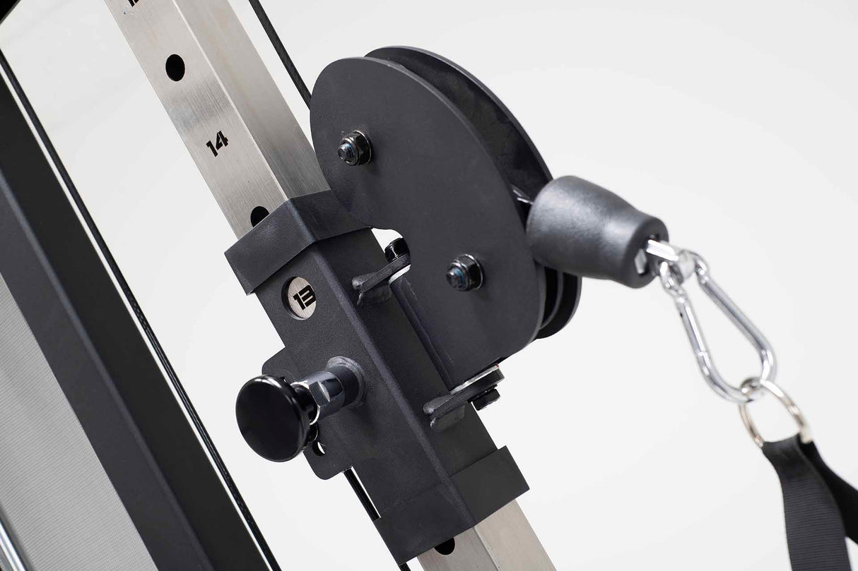 York Barbell C32FT Functional Trainer inc. 2 x 90kg cable adjuster close up