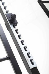 York Barbell C32HR Olympic Half Rack with Pull Up Bar, Plate & Barbell Storage close up of j hook