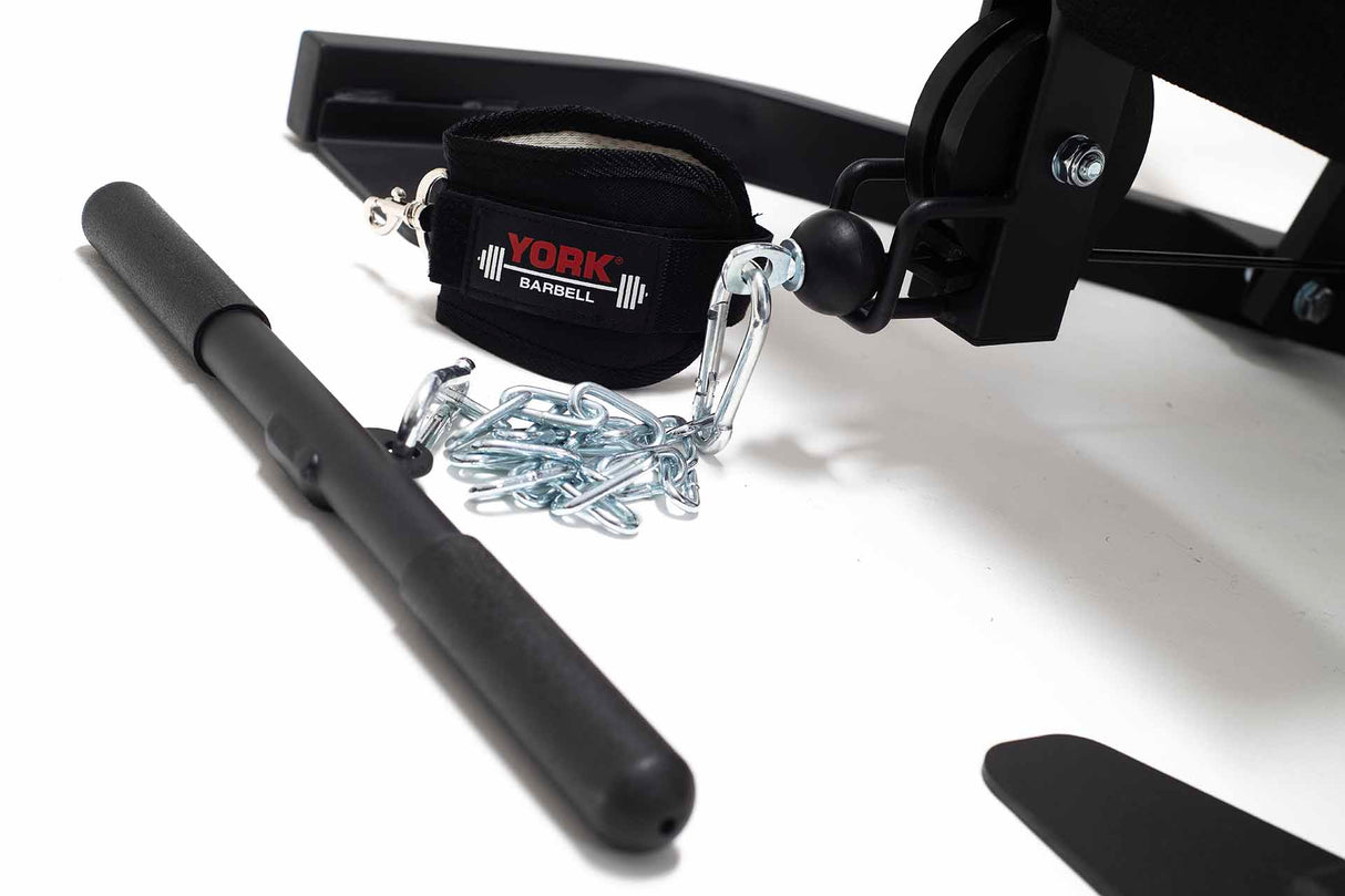 York Barbell HG7 Multigym inc. 100kg Stack  close up of cable and attachments