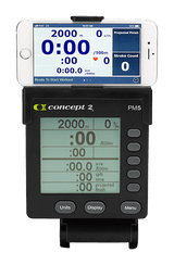 concept2 skierg, close up of tracking monitor and iphone. 